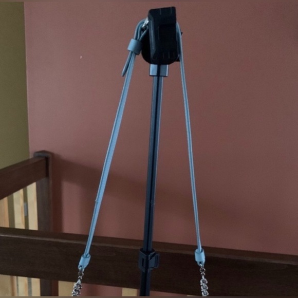 Auth CHRISTIAN LOUBOUTIN Purse LOUBIPOSH Spiked Crossbody Shoulder Bag Blue - Picture 3 of 13